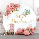 Théière Floral Lets Par-tea Toile de fond ronde pour la fête